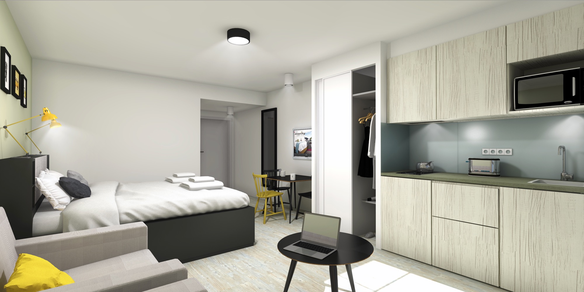 3D perspective chambre Staycity 2